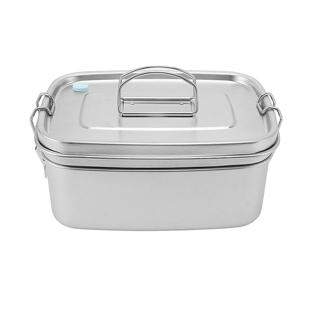 Double Layer Stainless Steel Lunch Box Portable 1.5L Bento Box for Student Office Workers Canteen Picnic Camping