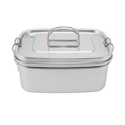 Double Layer Stainless Steel Lunch Box Portable 1.5L Bento Box for Student Office Workers Canteen