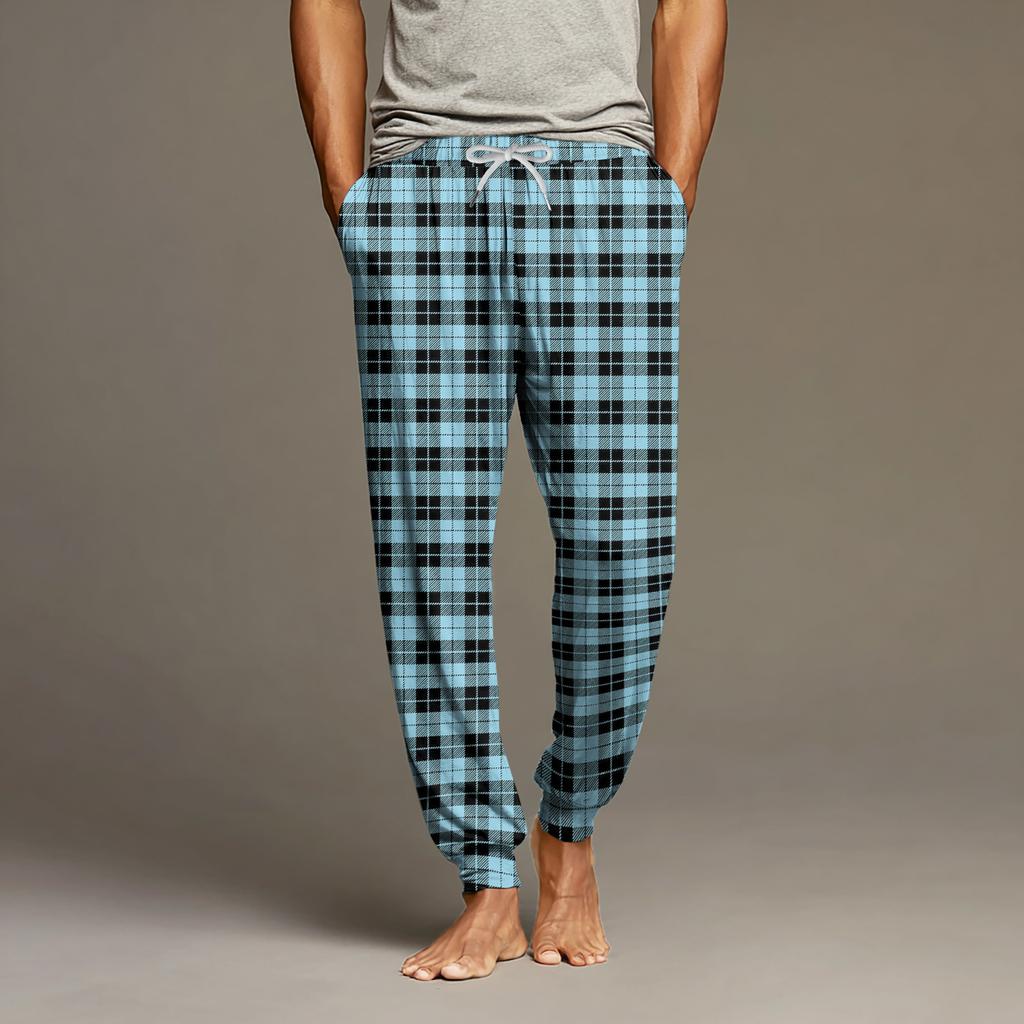 Men's Drawstring Pocket Cuffed Casual Pants Home Sleep Pants