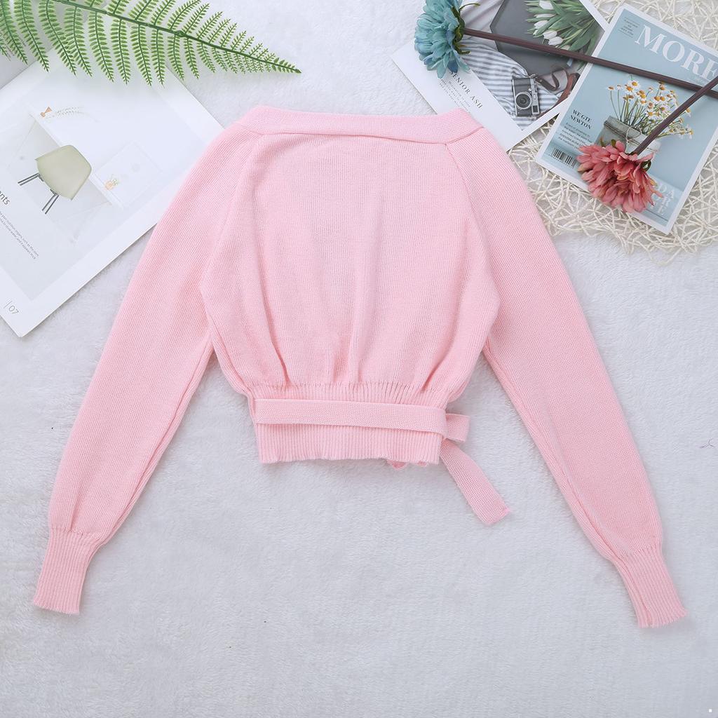 Children Ballet Jacket Wrap Kids Girls Classic Long Sleeve Knit Wrap Sweater Ballet Dance Cardigan