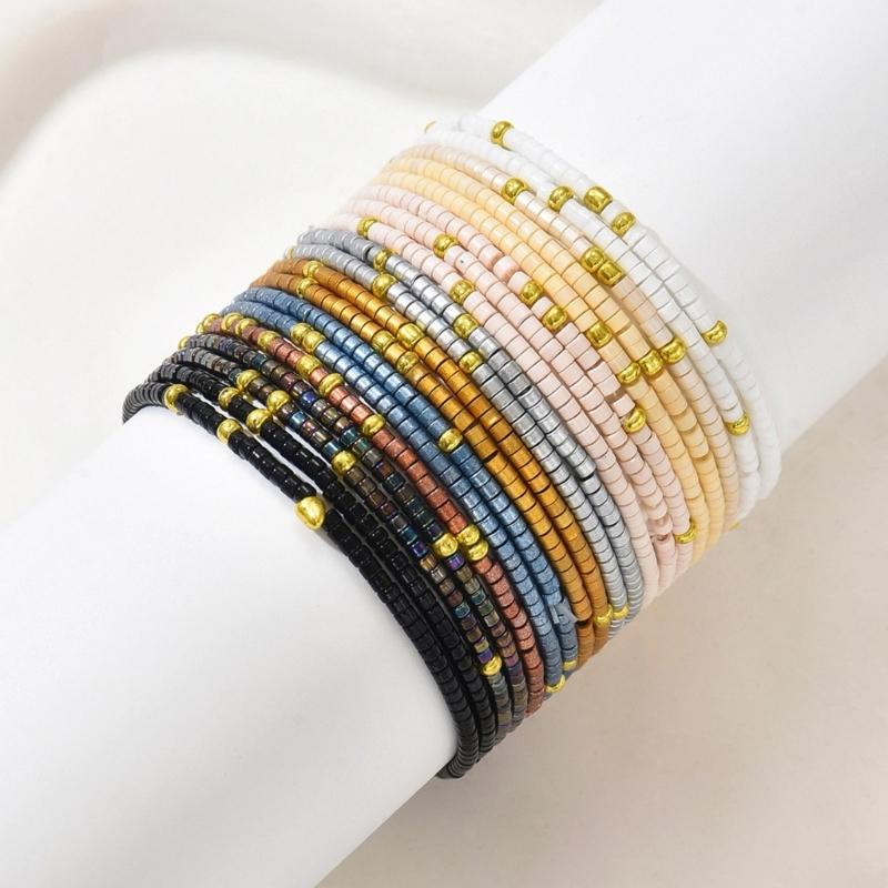 19 Pcs Fashion Bead Bracelet Set High Quality Glass Material Sturdy Shining for Individualized Style Expression and Parties