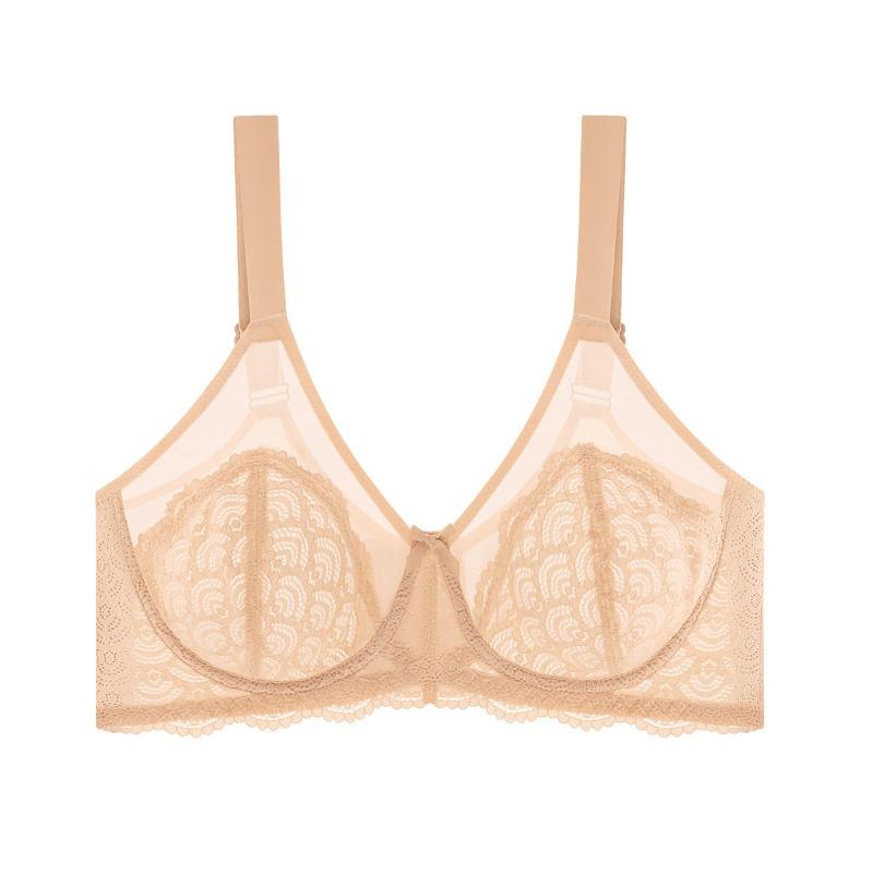 Plus Size Women Ultra Thin Breathable Sexy Lace Memory Wire Cotton Free Adjustable Underwear