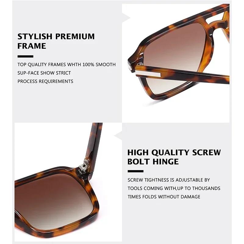 Retro 70s Square Pilot Sunglasses for Women Men Trendy Vintage Double Bridge Shades