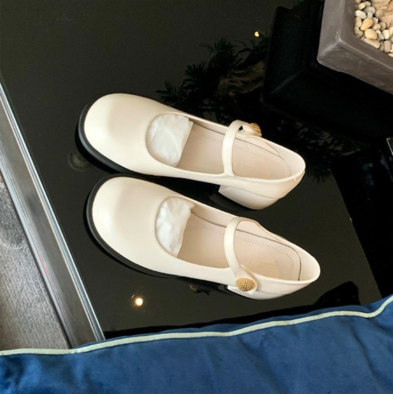 

Весна ретро простые туфли-лодочки с круглым носком на высоком толстом каблуке, туфли jk Мэри Джейн женские весенне-осенние 40 белый