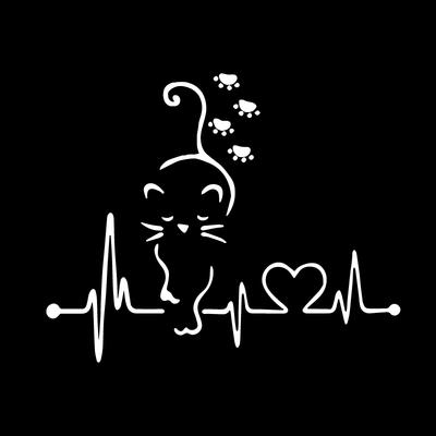 Cute Cat Paw Print Heartbeat Melody Creative&funny Stickers for Cartoon Fans&lover,high Quality for Car Trucks Motorcycles