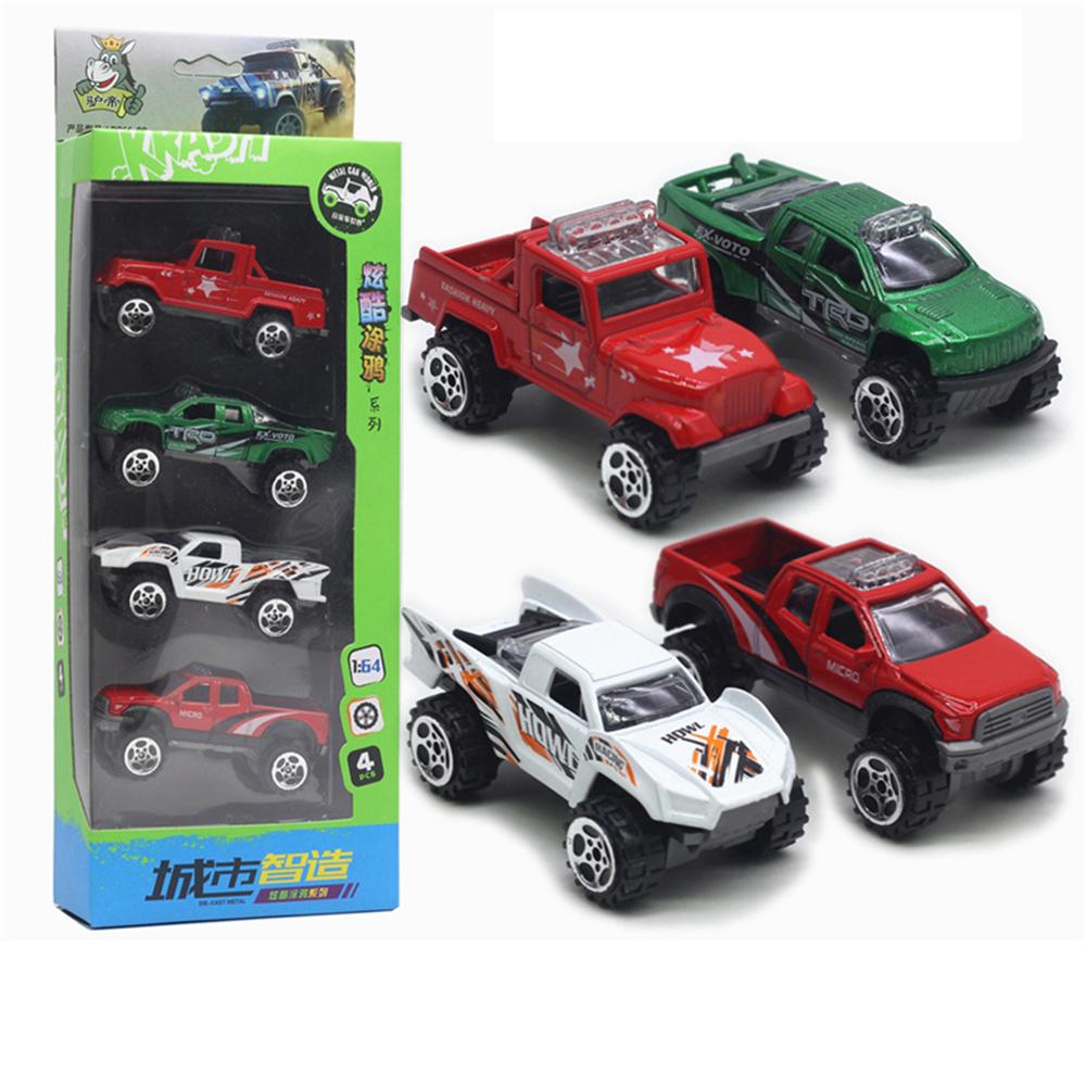 

1/64 масштабная игрушка-пикап, 4 шт., модель внедорожника, сплав, реалистичная гоночная игрушка-пикап для комплектов моделей автомобилей 1/64-Size:7.5-8.5cm,4Pcs