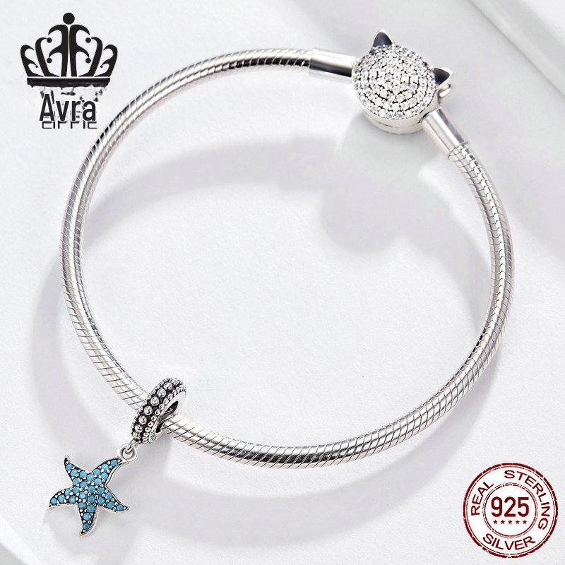 2020 Sterling Silver Starfish Blue Charm Pendant for DIY Bracelets & Necklaces