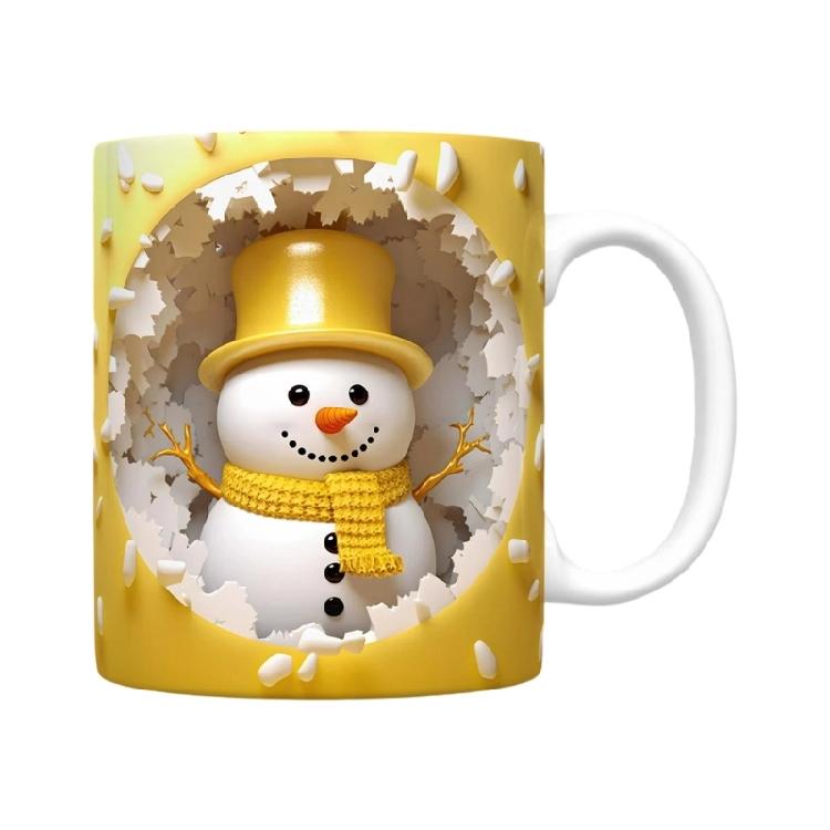 Festival Snowman Themed Ceramic Mugs Christmas Kitchenwares For Coffee Teas Dishwasher Friendly Homes Use