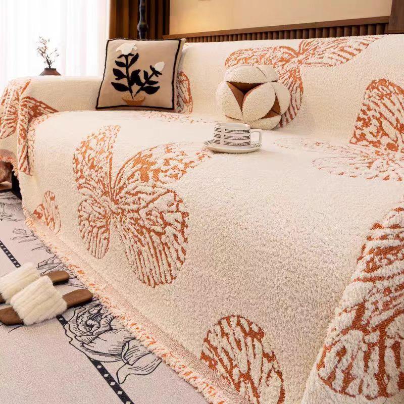 

Мягкое полотенце-одеяло для дивана EIFLOY-Butterfly, толстое, теплое, чехлы для винтажных диванов, защита для угловых кресел и мебели, зима 180x130cm оранжевый