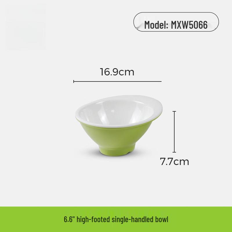 Wuhe 6.6-inch Two-Tone Melamine High-Foot Bowl with Handle