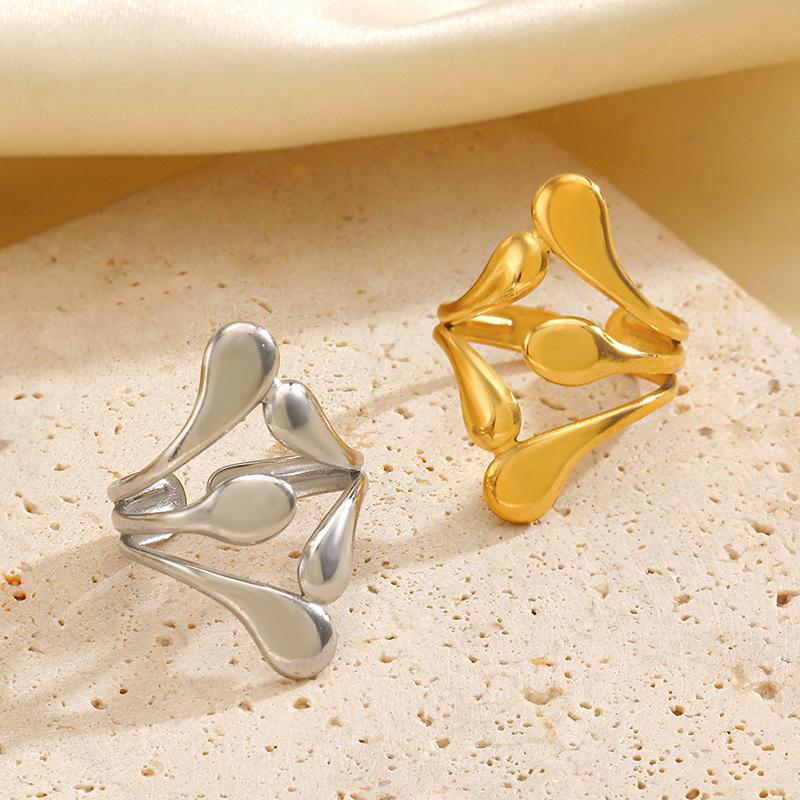 Stainless Steel Personality Irregular Multi-Layered Open Rings Exaggerated Textured Geometric Chunky Anillos Minimalist Jewelry
