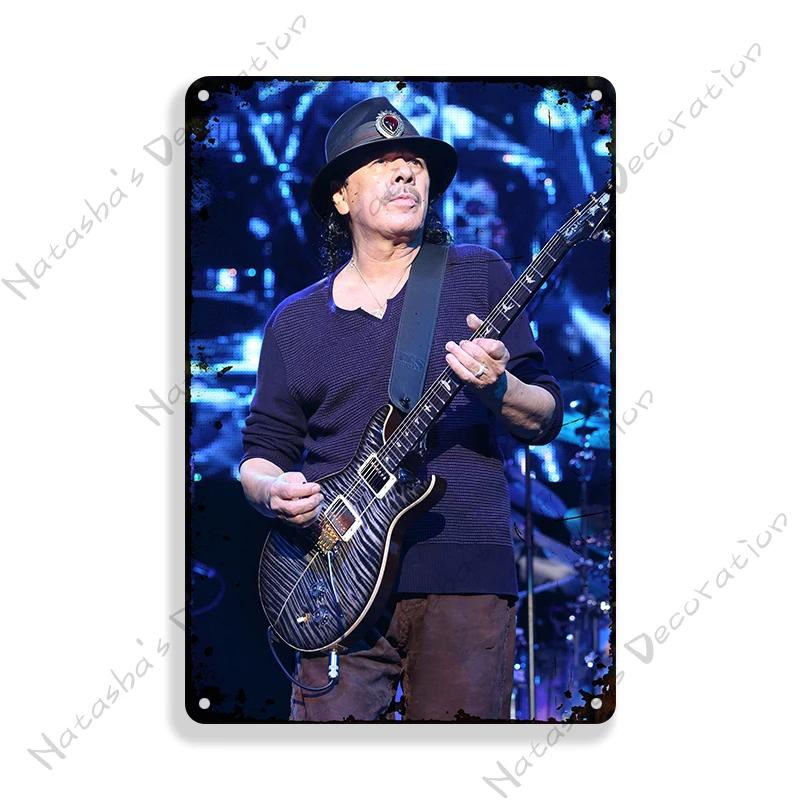 Rockmusik Poster Santana Metallschild ROCK Band Schild Bar Cafe Club Metallplatte Vintage Metallplakette Garage Cafe Wanddeko Schilder