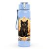 1PC Black Cat Vintage Decorative Print 750ml Color Plastic Sports Water Bottle Leakproof Flip Straw Lid Suitable for Sports Office Home Use