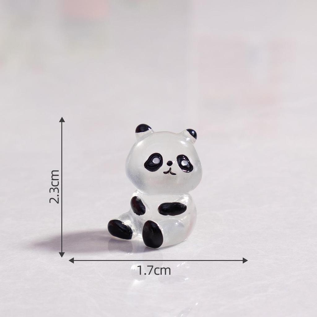 Luminous Panda Resin Ornament: Cute Micro Landscape Decor for Car Dashboard or Desktop
