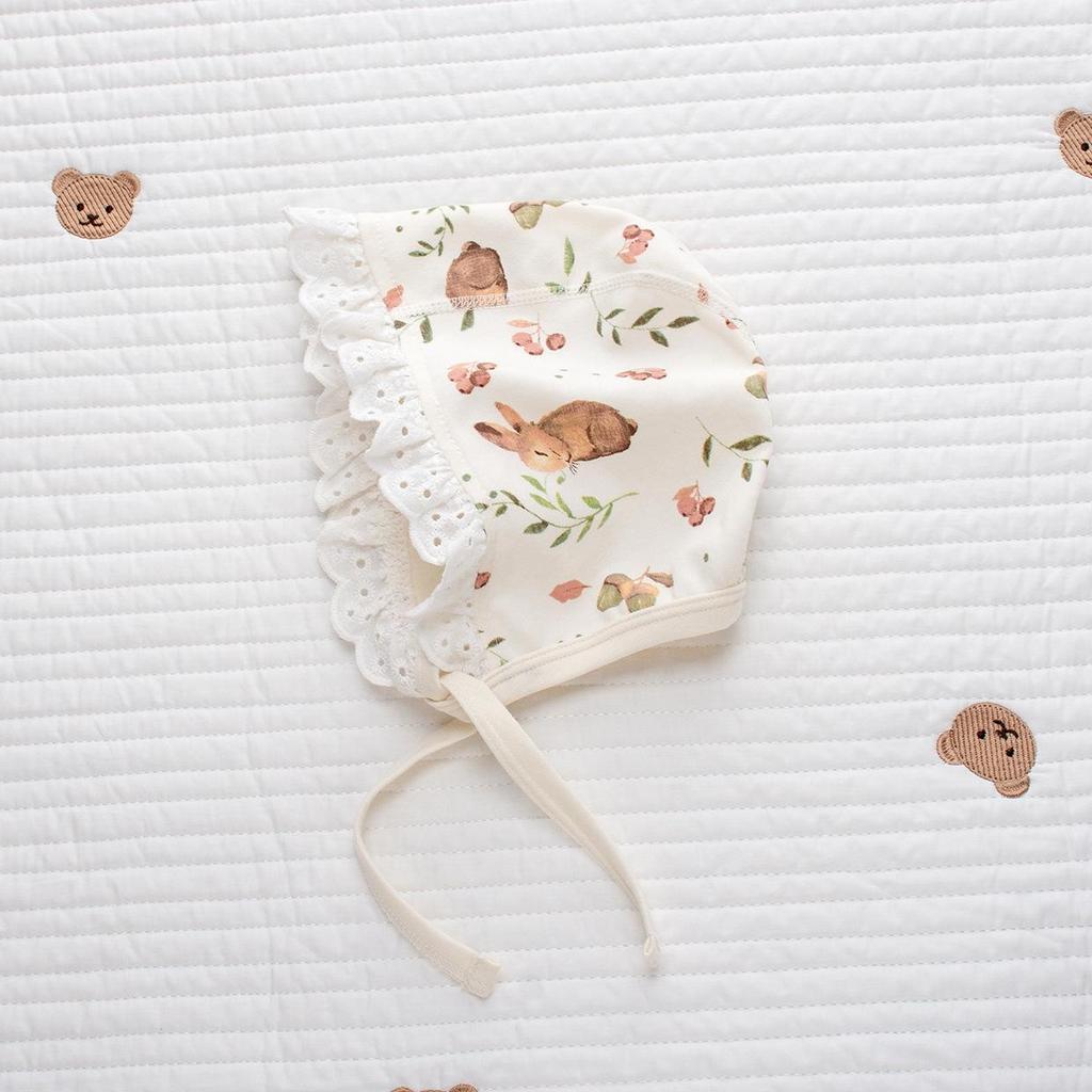 Spring & Autumn Baby Princess Oil Painting Bunny Romper & Lace Hat Set - Cotton & Peter Pan Collar