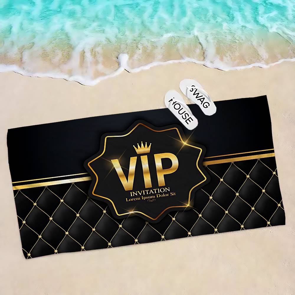 VIP-Muster Mikrofaserdecke Schnelltrocknende Strandtücher Übergröße Druck Super saugfähige Pool-Handtuchdecke