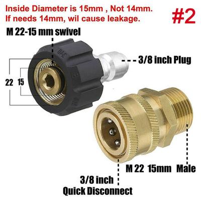 Adaptateur Nettoyeur Haute Pression M22 14mm 15mm Pivotant vers Coupleur Connecteur Rapide 3/8 pouce
