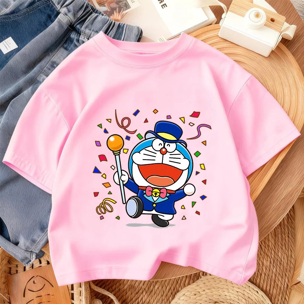 2026 Summer Casual Fashion Clothing Trendy Street Children’s T-Shirt Doraemon Cute Kawaii