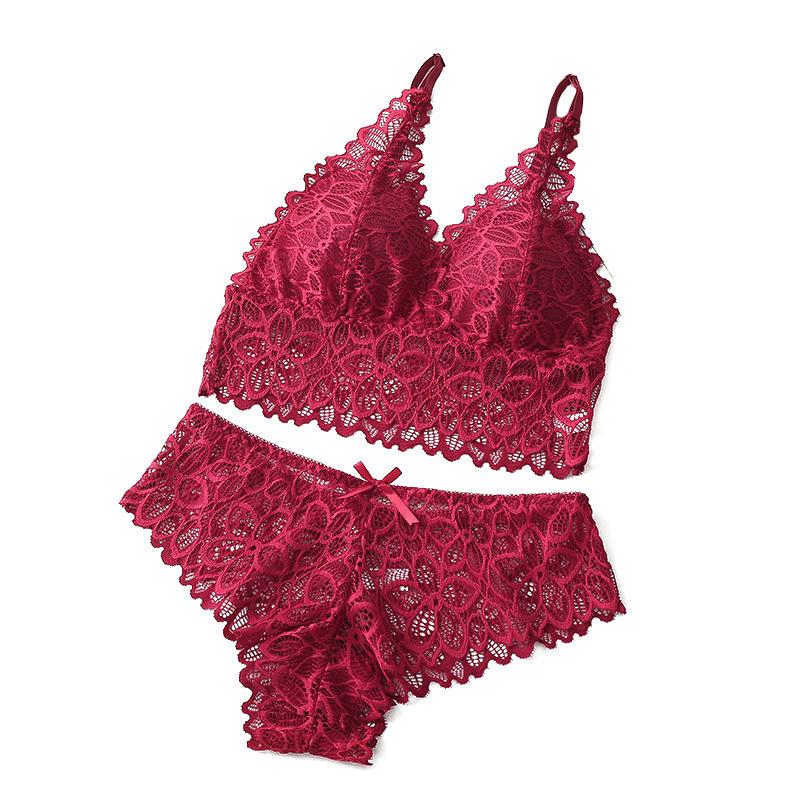 Women's Breathable Lace Wireless Bra & Panties Set