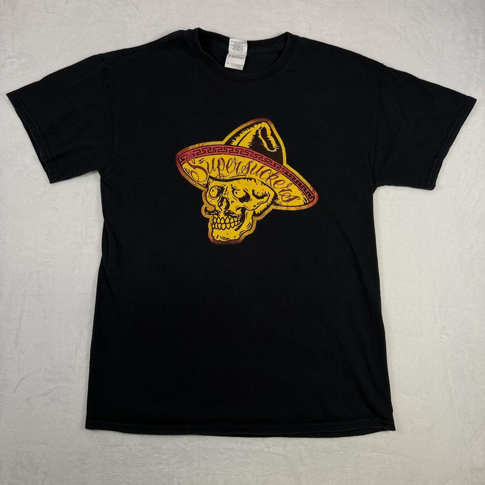 Supersuckers Mens Graphic Size M Black Short Sleeve Sombrero Skull Print Unisex T-Shirt S