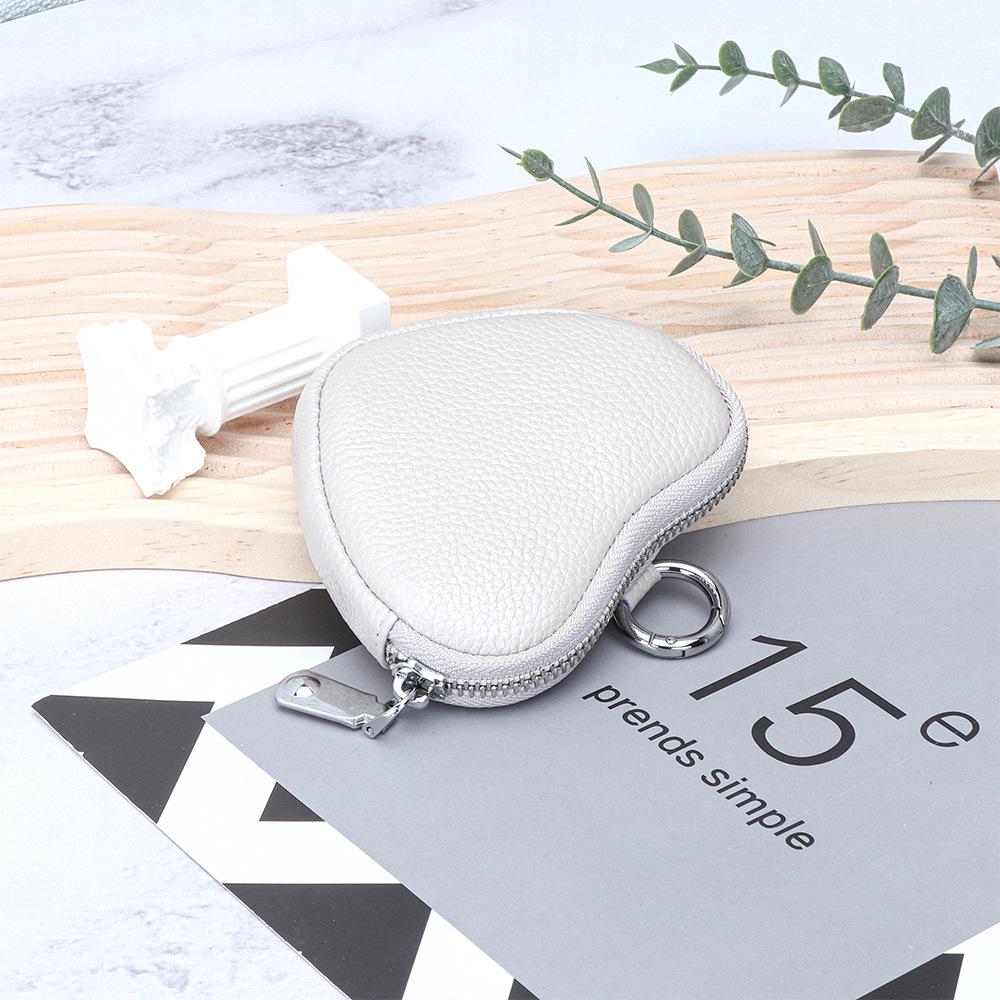 Mini Genuine Leather Coin Purse for Ladies - Top Layer Cowhide Storage Pouch with Zipper and Pendant