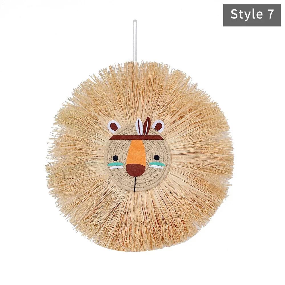 INS Decor-Nordic Home Decoration, Cotton Lafite Woven Tiger Lion Pendant,Wall Ornament for Nursery,Children,Kid Room Decoration