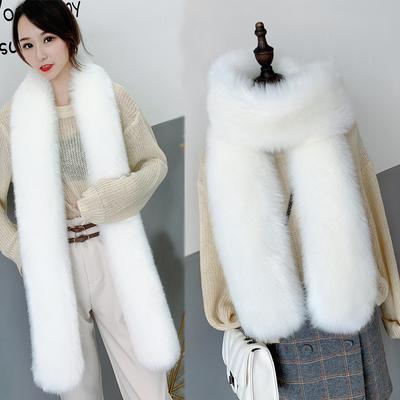 Extended Faux Fox Fur Collar Fur Scarf Faux Raccoon Fur Hat Strip Faux Collar Shawl Fur Scarf Winter Women