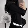 Casual Color Block Hooded Knit T-Shirt with Cinched Waist Long Sleeves