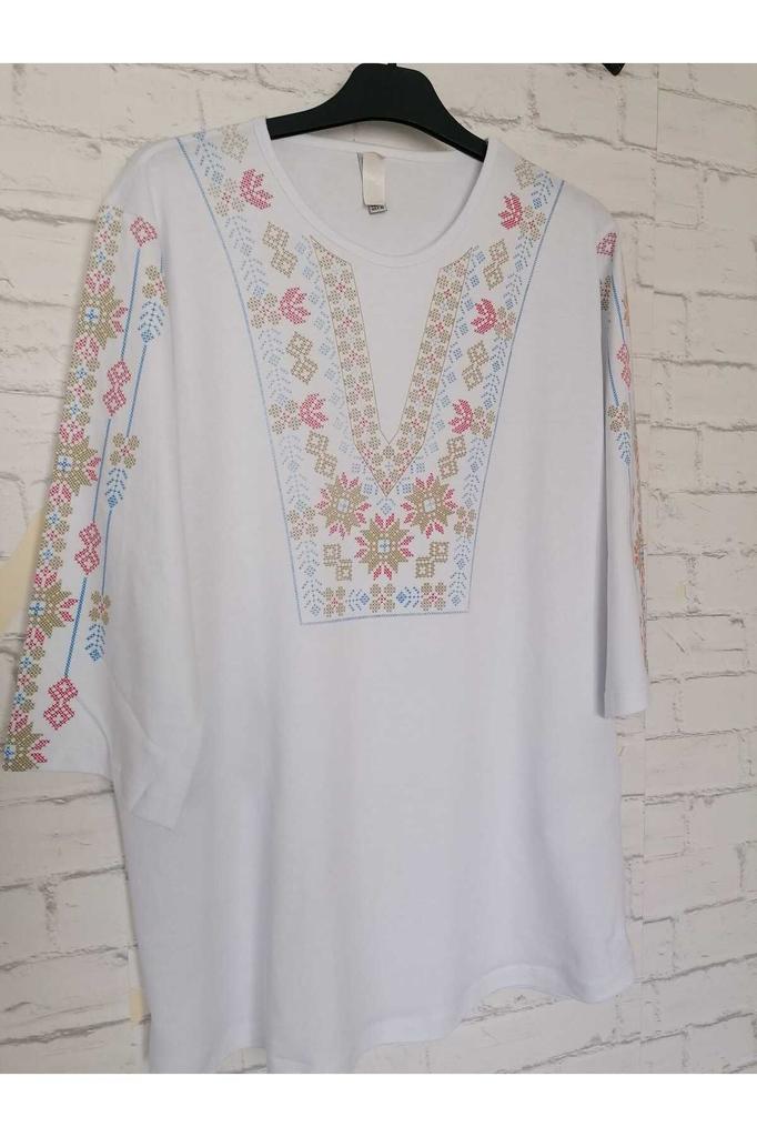 Damenbluse in großen Größen, perfekter Sommer, ganz aus Baumwolle, gekämmte Baumwolle, Bluse in großen Größen