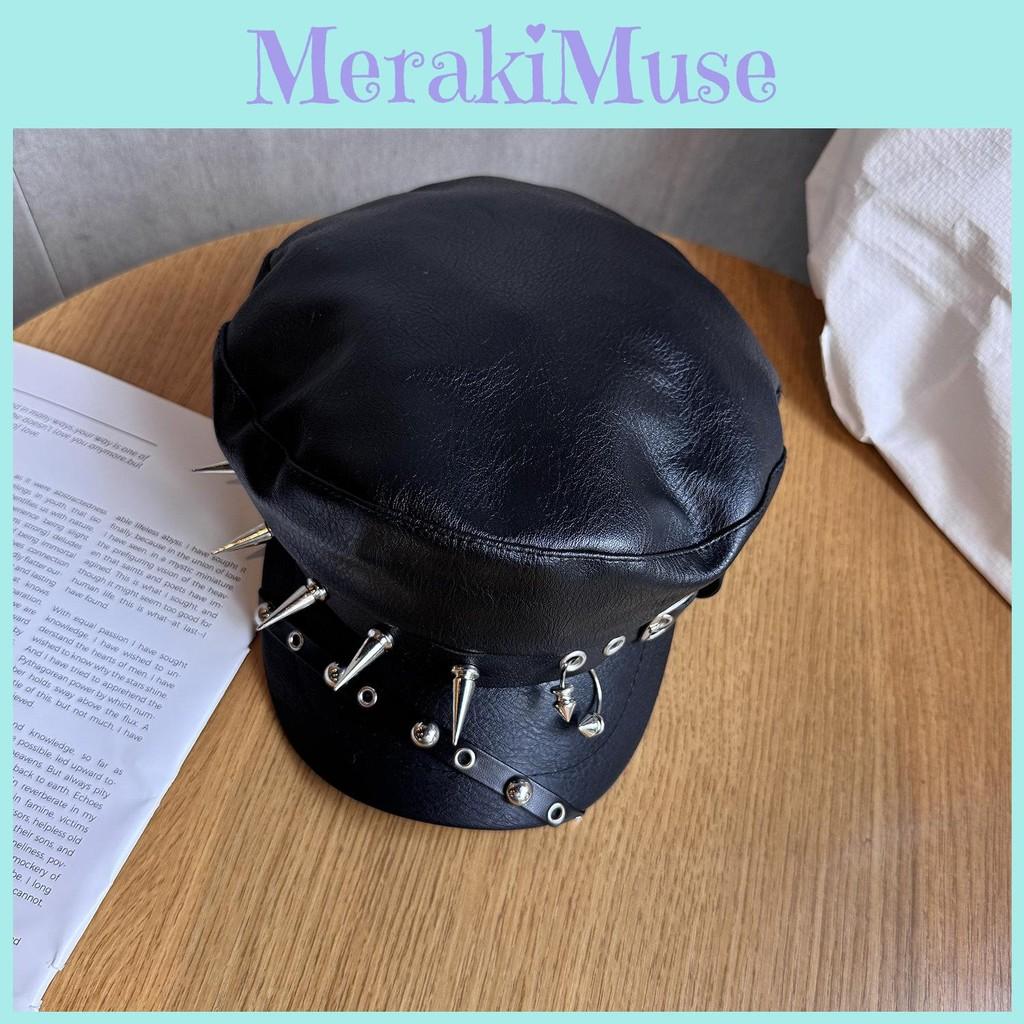 Rivet Solid Color Alternative Streetwear Flat Top Hat Waterproof Punk Goth Fans