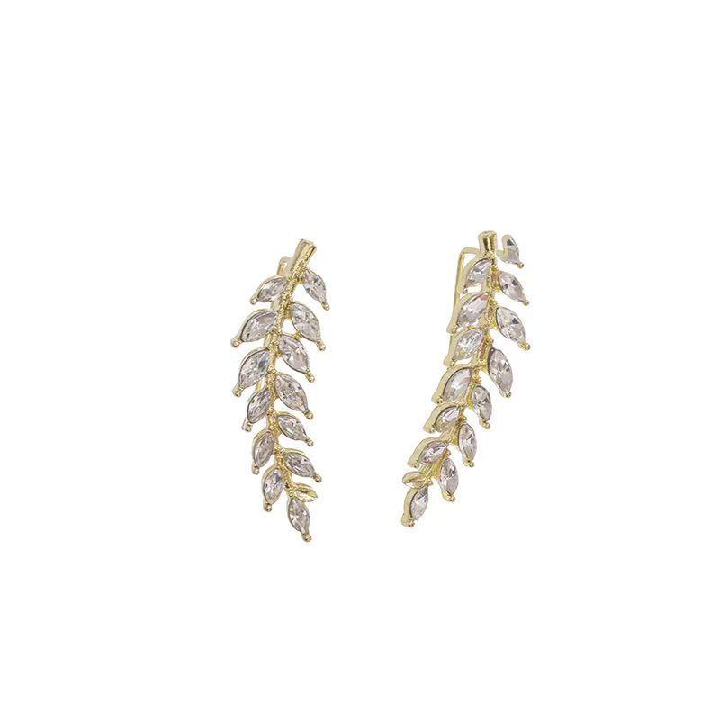 2025 Chic Zircon Wheat Ear Earrings: Luxe Design Ear Clips for Women