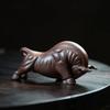 Yixing Purple Clay Tea Pet Decor Chinese Zodiac Lucky Cattle Figurine Desktop Ornaments Handmade Sculpture Tea Set Decoration