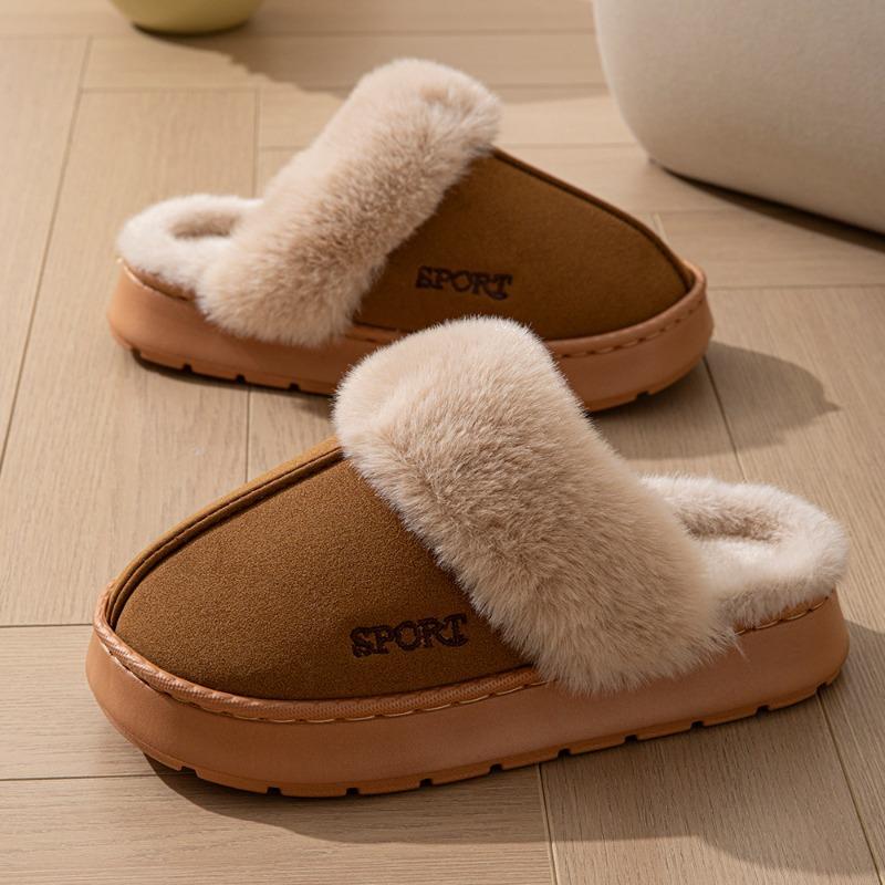 New slippers piled and thickened home warm thick-soled cotton shoes women's non-slip indoor winter plush cotton slippers