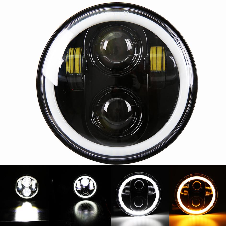 5,75 Zoll runder LED-Scheinwerfer mit Halo-Ring DRL, bernsteinfarbenem Blinker für Honda Shadow Aero Phantom VLX 600 750 VT 1100 1300 1800