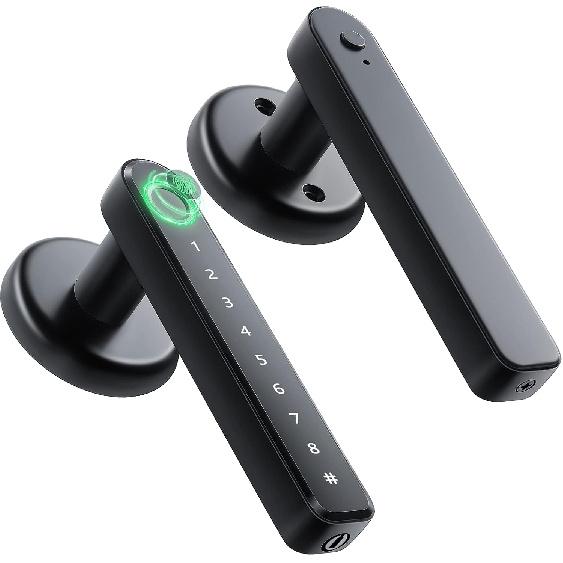 IRONZON Fingerprint Door Lock Door Knob with Keypad Keyless Entry Door Lock with Handle for Home Hotel Apartment Bedroom
