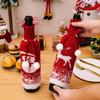 Set of 3 Festival Knitted Wine Bottle Sleeves With Gradual Color Featuring Santa, Snowmans, and Reindeers Wine Bottle Cover