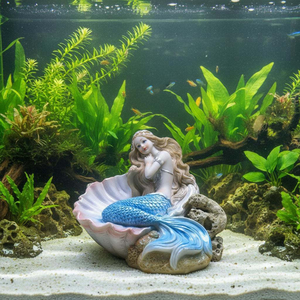 Aquatic Fishbowl Mermaid Decor Realistic Design Resin Mermaid Figurine for Aquatic Habitat Hobbyists, Desktop