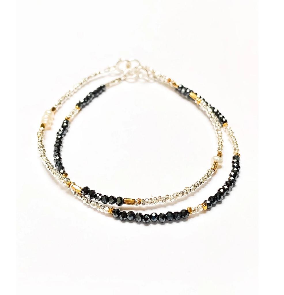 Black Crystal Tourmaline Bracelet, Empath Protection Bracelet for Women, Dainty Black Tourmaline Jewelry,