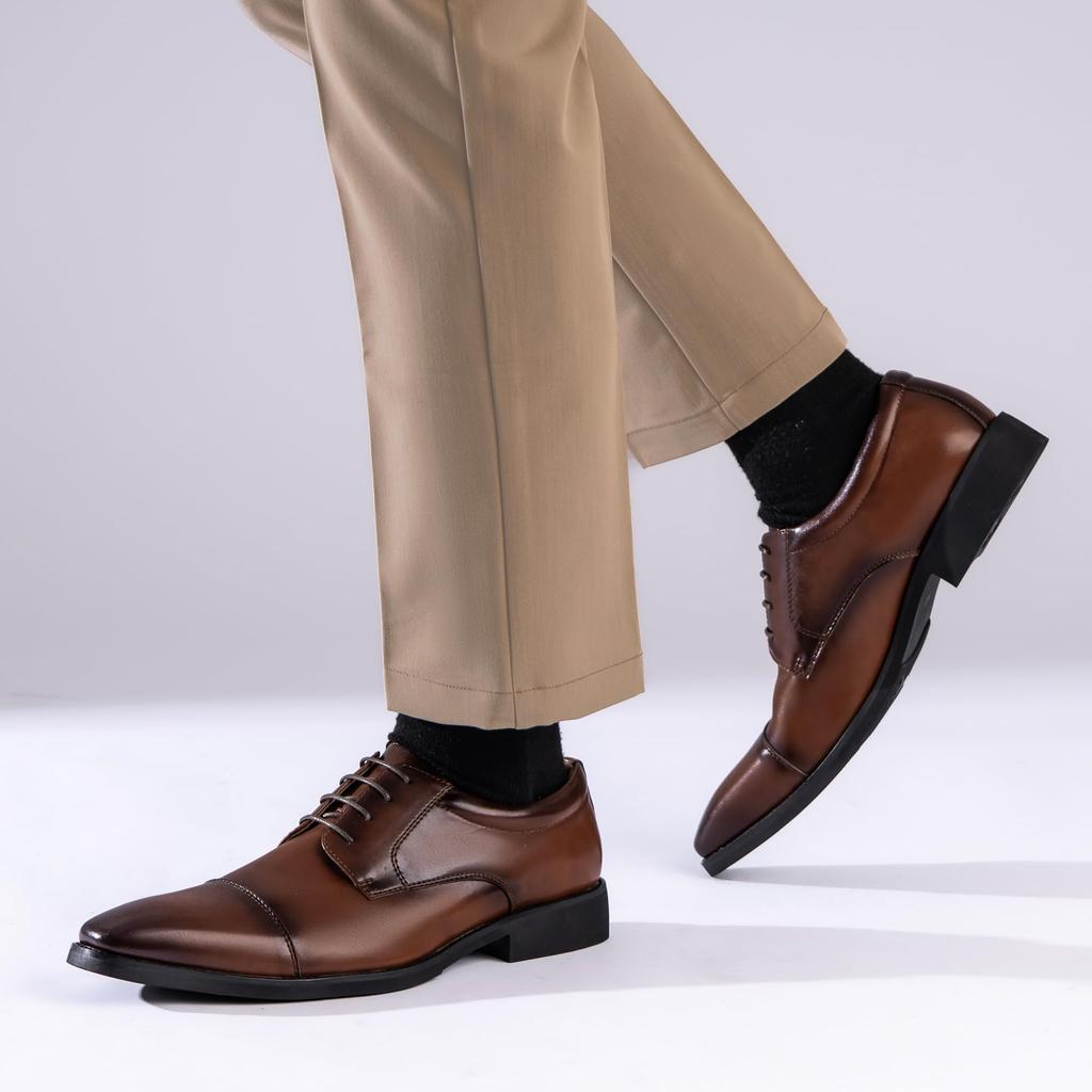 Foxlike Business Comfortable Leather Shoes for Genuine Leather with Comfortable Breathable Premium Size Men's Shoes, Running, Wingtip, Walking,