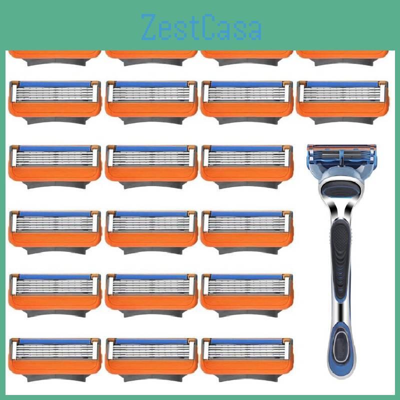 Premium Manual Razor With 5 Layer Blades Refillable Handle Multiple Color Options