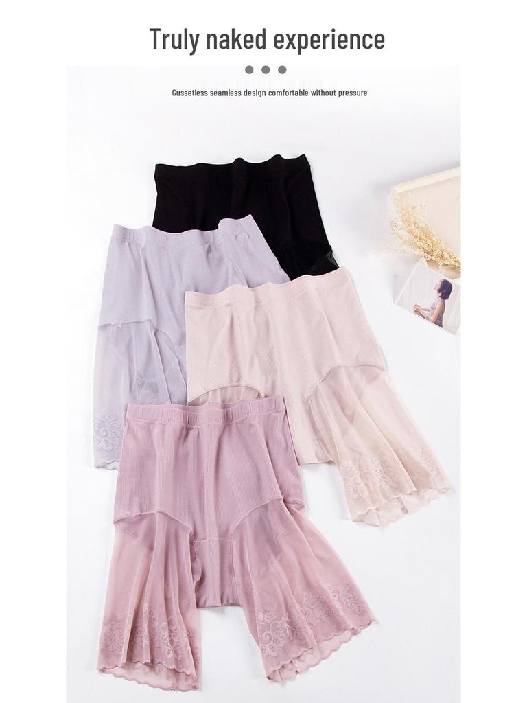 Plus Size Safety Cotton Lace High-Waist Shorts - Yina Ting