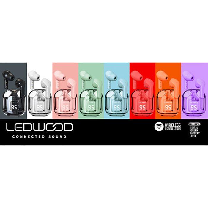 TWS sluchátka - Ledwood - Chrystal - Bluetooth 5.3 - LED displej - Černá