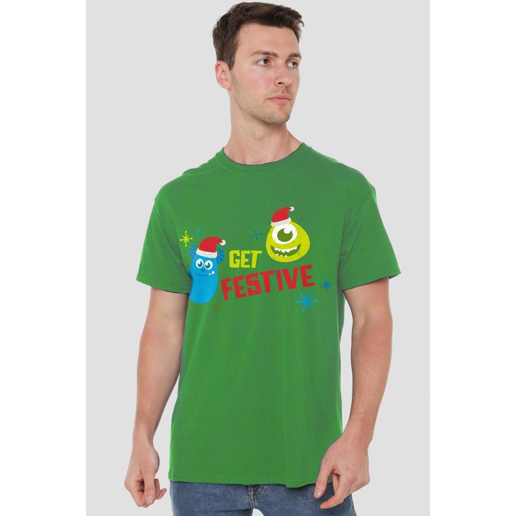 Monsters Inc Mens Get Festive For Christmas Mike Sully T-Shirt