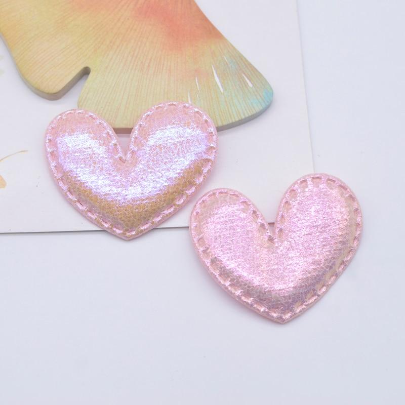 30Pcs 43*35mm Glitter Heart Applique Padded Patches for Clothes Hat Crafts Sewing Supplies DIY Headwear Hair Clips Bow Decor