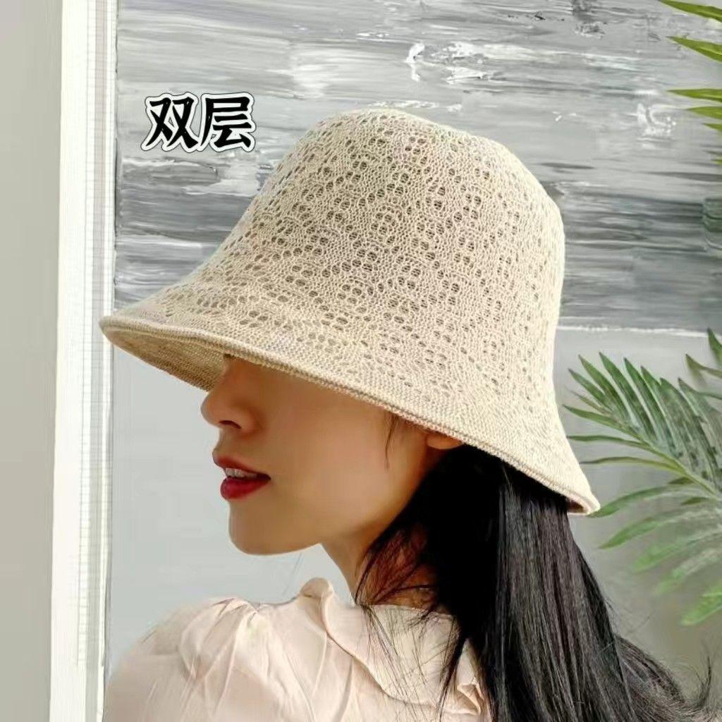 Summer Hat Sun Protection and Sunshade Hat Hollowed Out Sun Hat Spring and Autumn Woven Fisherman Hat