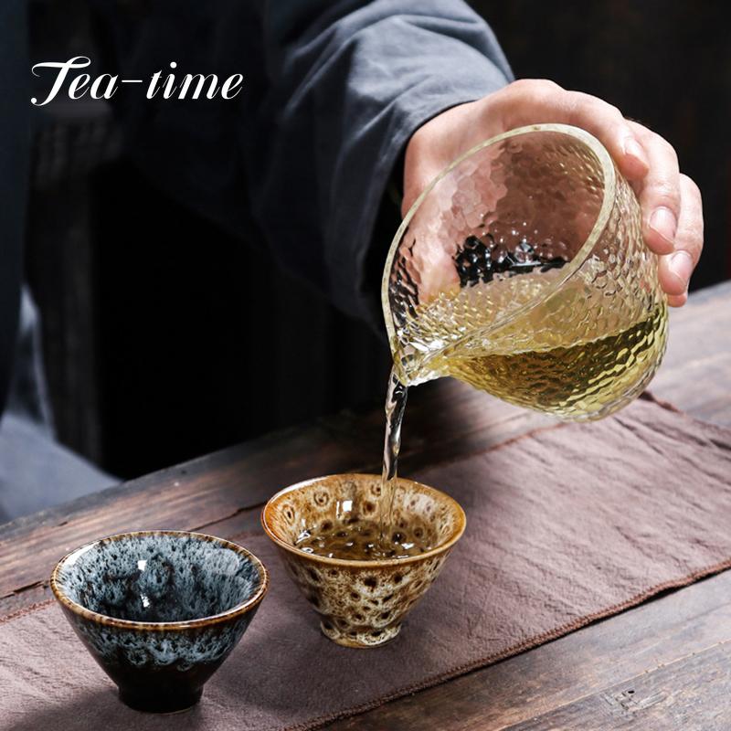 60ML Kiln Change Ceramic Teacup Temmoku Glaze Multicolor Porcelain Kung Fu Cups Pottery Japanese Master Cup Drinkware