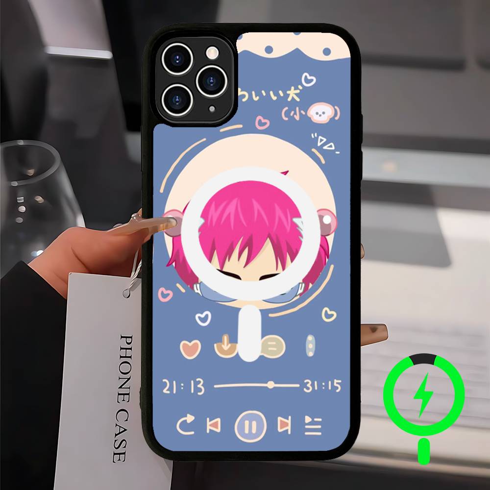 Anime Saiki Kusuo Magnetic Matte Phone Case For IPhone 16 17 15 14 13 12 11 For Magsafe Wireless Charge Cover