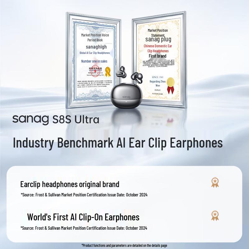 SANAG S8S Ultra Open-Ear Clip-On AI Translator Headphones