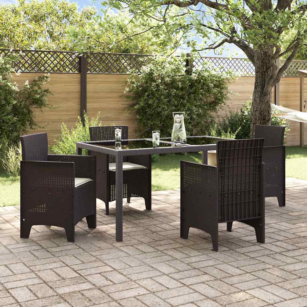 Garden Chair with Cushion 4 pcs Brown 53 x 49 x 85 cm Polypropylene