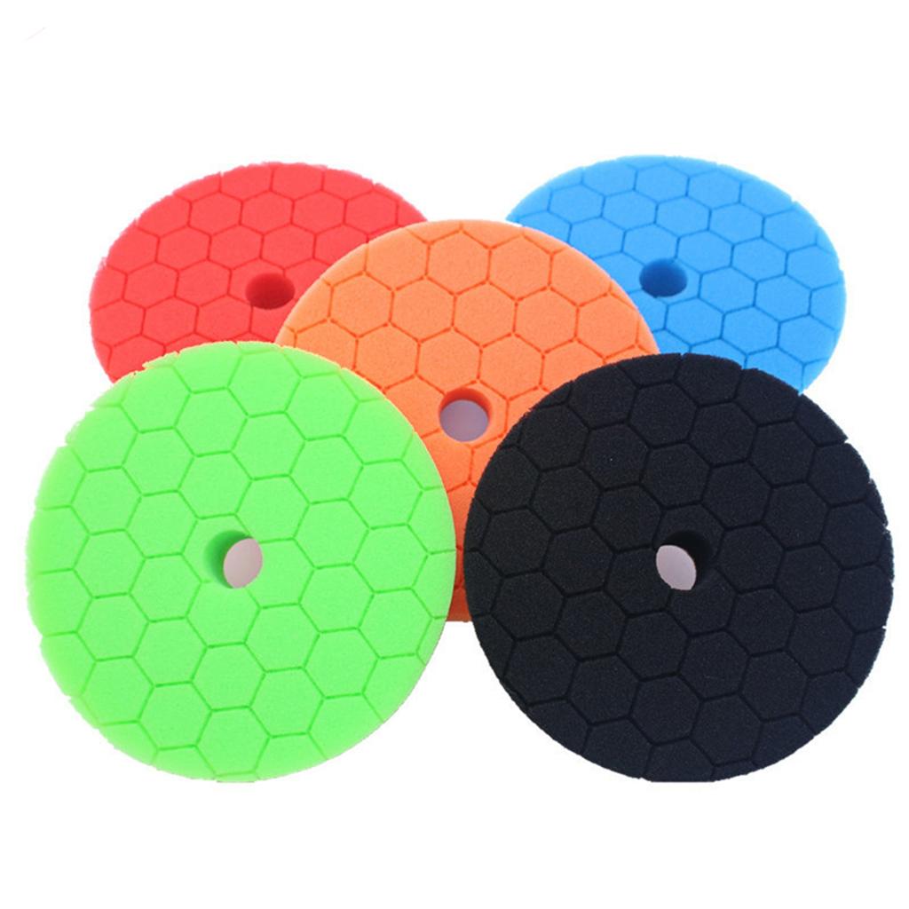 Buffing Polishing Pads 5 Pcs 6 Inch Car Foam Pads Kit with Adhesive Backing Washable Reusable for Car Boat Marble Wood Metal Waxing Polishing